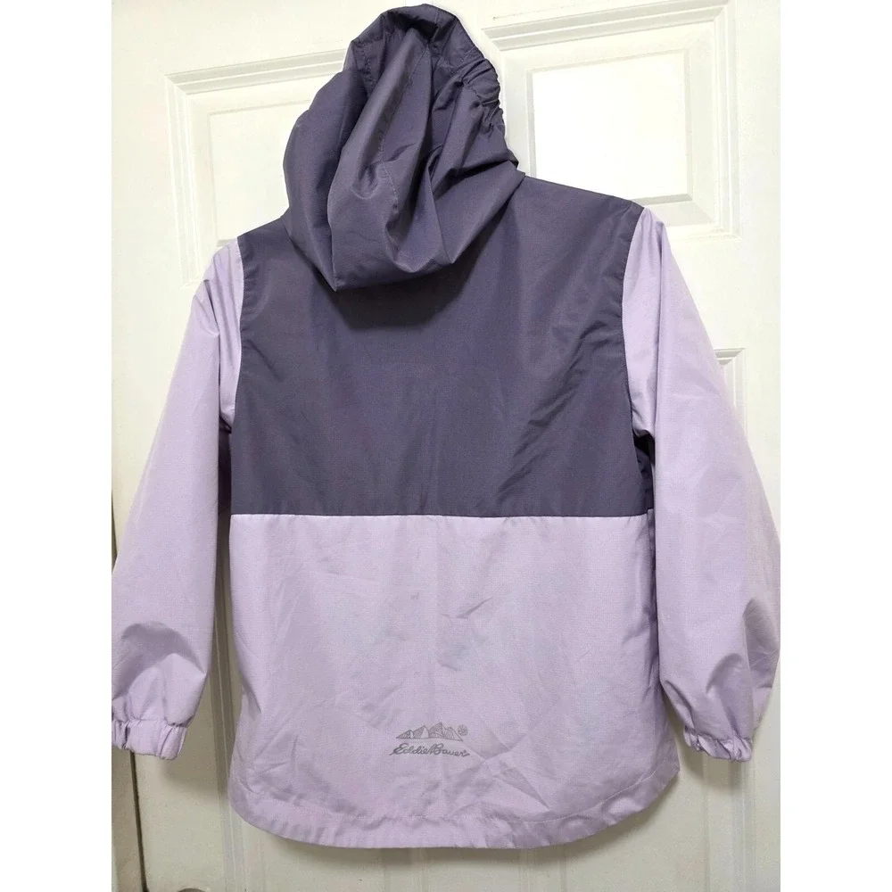 Eddie Bauer Girls Lightweight Waterproof Wing Breaker Jacket Hood Lavender Size‎